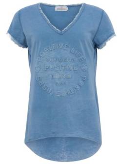Zwillingsherz Shirt Positiv für Damen und Frauen - Hochwertiges 100% Baumwolle Oberteil kuschelig weich Sommer Kurzarm Hemd Top V Ausschnitt Fransen von Zwillingsherz
