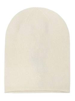 Zwillingsherz Slouch-Beanie-Mütze aus 100% Kaschmir - Hochwertige Strickmütze für Damen Mädchen Jungen - Hat - Unisex - One Size - warm und weich im Sommer Herbst und Winter - weiß von Zwillingsherz