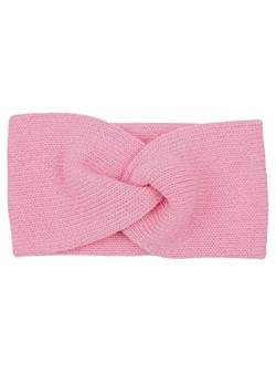 Zwillingsherz Stirnband mit Zopf-Knoten - Hochwertiges Strick-Kopfband für Damen Frauen Mädchen - Kaschmir - Haarband - warm weich und luftig für Frühjahr Herbst und Winter - pink von Zwillingsherz