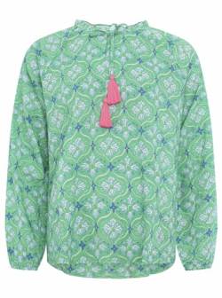 Zwillingsherz Viskose Bluse für Damen Frauen - Hochwertige Langarm Tunika Top Oberteil Shirt Hemd - Kordel mit Tasseln Armbündchen - Frühling Sommer von Zwillingsherz