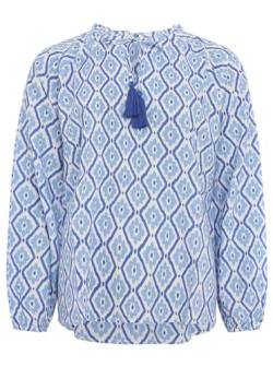 Zwillingsherz Viskose Bluse für Damen Frauen - Hochwertiges Langarm Oberteil Top Shirt Hemd - Kordel mit Tasseln Armbündchen Blumen - Frühling Sommer von Zwillingsherz