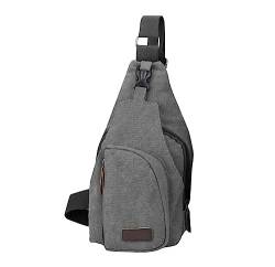 Canvas Sling Bag Chest Pack Casual Lightweight Crossbody Backpack for Travel Hiking Cycling Waist Pack for Men Slim, grau, Einheitsgröße von Zylione