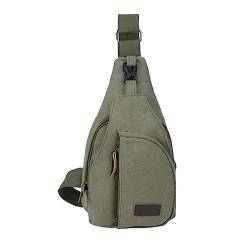 Canvas Sling Bag Chest Pack Casual Lightweight Crossbody Backpack for Travel Hiking Cycling Waist Pack for Men Slim, grün, Einheitsgröße von Zylione