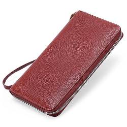 Frauen Leder Brieftaschen RFID Blocking Reißverschluss um Kreditkarte Halter Telefon Kupplung Brieftasche Größe Bilderrahmen 2x3, braun, Einheitsgröße von Zylione