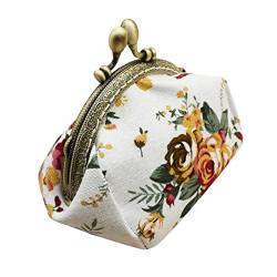 Zylione Blume Geldbörse Frauen Geldbörse Dame Tasche Vintage Clutch Hasp Kleine Retro Brieftasche Brieftaschen für Frauen Kleine, weiß, Einheitsgröße von Zylione