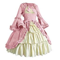 Zylione Damen Lolita Kleid Partykleid Vintage Mittelalter Kleider Adels Prinzessin Kleid Cosplay Kostüm Langarm Gothic Palast Partykleid Spitze Patchwork Abendkleid mit Bowknot von Zylione