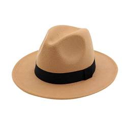 Zylione Herren & Damen Fedora Hut Trilby Hüte Baumwolle Filz Fedora Trilby Hut Groß Kostüm Zubehör für Herren Panama Kappe Knautschbar für Reisen Gr. Einheitsgröße, A-Kaki von Zylione