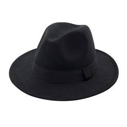 Zylione Herren & Damen Fedora Hut Trilby Hüte Baumwolle Filz Fedora Trilby Hut Groß Kostüm Zubehör für Herren Panama Kappe Knautschbar für Reisen Gr. Einheitsgröße, A-schwarz von Zylione