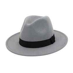 Zylione Herren & Damen Fedora Hut Trilby Hüte Baumwollfilz Fedora Trilby Hut Großes Kostüm Zubehör für Herren Panama Cap Crushable für Reisen Gr. Einheitsgröße, A-Light Grau von Zylione