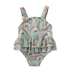 Zylione Sommer Baby Mädchen ärmellose Rüschen Regenbogen gedruckt einteiliger Badeanzug Badeanzug Strandbekleidung Bademode (Grün, 2-3 Years) von Zylione
