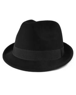 Zylioo Filz-Trilby Fedora Hut Größe S-M, Winter Gangster Hut Filzhut, Bogarthut Mafia Hut Panama Hut von Zylioo