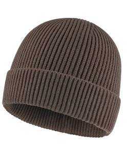 Zylioo L/XL Strickmütze Für Großen Kopf, Wintermütze Beanie Mütze Mit Schirm, Übergroße Winter Warme Knit Cuffed Watch Cap von Zylioo