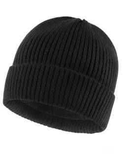 Zylioo L-XL Wintermütze Strickmütze Für Großen Kopf，Übergroße Fleece Fütterung Beanie Mütze,Winter Warme Watch Cap von Zylioo