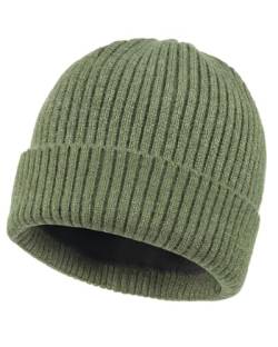 Zylioo L-XL Wintermütze Strickmütze Für Großen Kopf，Übergroße Fleece Fütterung Beanie Mütze,Winter Warme Watch Cap von Zylioo