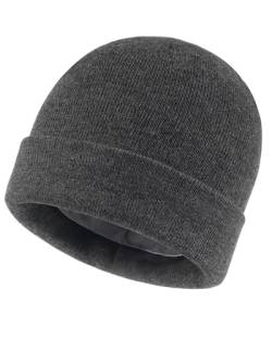 Zylioo XL/XXL Satin Gefütterte Wintermütze Strickmütze,Große Satin Lined Beanie Mütze,Winter Warme Skull Watch Cap von Zylioo