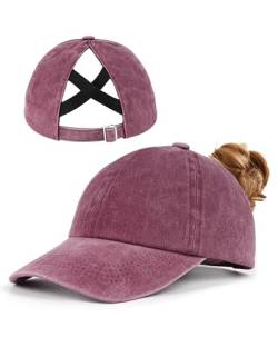 Zylioo XL Pferdeschwanz Basecap Großen Kopf,Washed Ponytail Kappe Größe 60-65,Criss Cross UV-Schutz Golf Cap von Zylioo