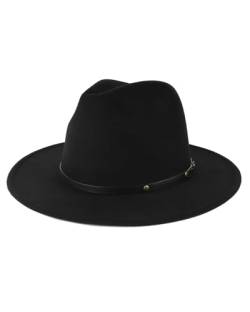 Zylioo XXL Panama Hut aus Filz für Großen Kopf, Fedora Hut mit breiter Krempe Größe 62cm,Winter Trilby Jazz Hat mit Gürtelschnalle von Zylioo