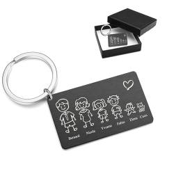 Zysta Familie Schlüsselanhänger Personalisierte mit Namen Gravur Keychain für Mama, Oma, Opa, Papa Familien-Geschenk mit Geschenkbox (Schwarz) von Zysta