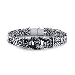 Zysta Herren Armband Keltischer Knoten Unendlichkeitszeichen Armband Edelstahl Panzerkette Armband Cuban Link Wikinger Gotik Biker Armreif für Männer Papa (Non gravur) von Zysta