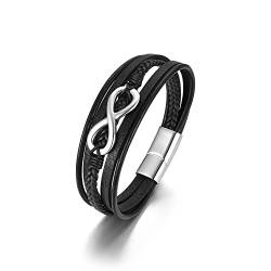 Zysta Lederarmband Herren Unendlichkeitszeichen Armband Infinity Wickelarmband MIT Magnetverschluss - Geschenk für Männer (Schwarz) von Zysta