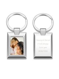 Zysta Personalized Text & Fotogravur- Edelstahl Dog Tag Schlüsselanhänger Herz ID Tag Gravurplatte Keychain Schlüsselbund für Personalisierte Geschenke von Zysta