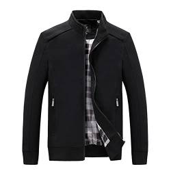 Zytyeu Jacke Herren Casual Slim Fit Frühling Und Herbst Klassisch Simple Basic All-Match Herren Übergangsjacke Boutique Herrenjacke E-Black2 3XL von Zytyeu