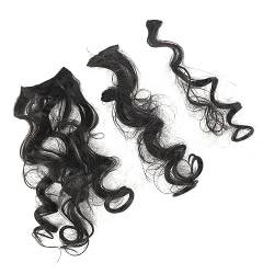 Haarverlängerungs-Haarteil, Clip-in-Wellen-Haarteil, Leicht, Flauschig, Synthetisch, Stilvoll, 7 Stück, Unsichtbar, Schwarz, für den Alltag für Frauen von Zyyini