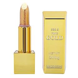 Lippenstifte, Sparkle Lippenstift Gold Bar Design, Wasserdicht Langlebig Feuchtigkeitsspendend Glatte Lippen Make-up Kosmetik 3.5g Gold(1) von Zyyini