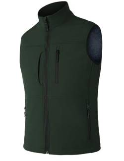 Zzkouine Herren Softshell Weste Atmungsaktiv Mesh Futter Fahrradweste Winddicht Ärmellose Jacke-Green-S von Zzkouine