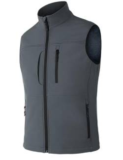 Zzkouine Leichte Softshell-Weste für Herren, winddichte ärmellose Jacke für Wanderungen-Dark Gray-3XL von Zzkouine