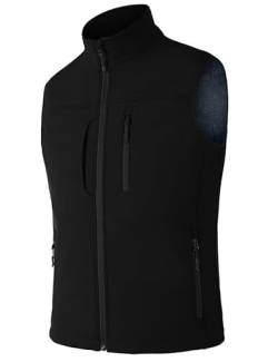 Zzkouine Weste Herren Outdoor Softshell Ärmellose Jacke Bodywarmer Fleece Weste Full Zipp Softshellweste Softshellweste Herren - Weste zum Wandern-Black-2XL von Zzkouine