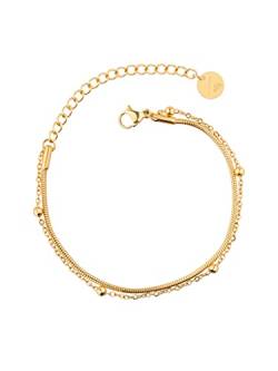 a little something® Armband Yanaka | Damen Armkette mit 18 Karat Vergoldung (Gold & Roségold) | Inklusive nachhaltiger Geschenkverpackung mit FSC®-Zertifikat von a little something