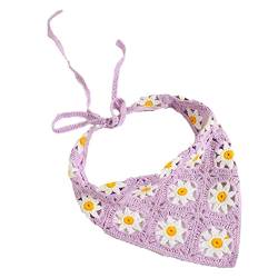 a-r Gehäkelte Haarbandanas mit Blumenmuster,Frauen gestricktes Kopftuch Gänseblümchen-Stirnband - Kreatives gestricktes Haarbandana zum Binden, Stirnband, Dreieck, Turban, schöne Foto-Requisiten von a-r