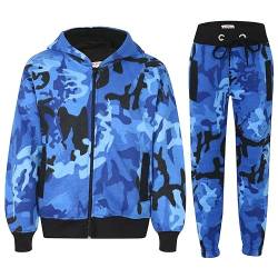 A2Z 4 Kids Unisex Plain Trainingsanzug Kapuzenpullover Mit Jogger - T.S Plain Camo Blue 5-6 von a2z4kids