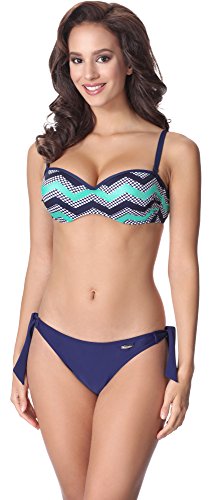 aQuarilla Damen Bikini Set AQ132(Marineblau/Weiß/Minze, 40) von aQuarilla