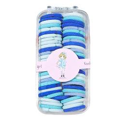 60 Stück Mädchen bunte elastische Haarbänder Kinder Pferdeschwanz Gummi Zubehör Schweißband Herren Handgelenk (Blue, One Size) von aaSccex