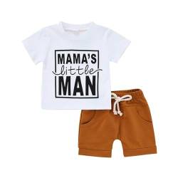 Baby Boy Sommer Kleidung Kurzarm Mama's Little Man Print T Shirt Tops Shorts Junge Casual Outfits Halloween Kostüm 98 Junge (White, 12-18 Months) von aaSccex