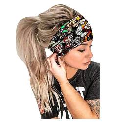 Bandana Women Wrap Band Kopf Haarreif Druck elastisches Haarband Stirnband Neon (Black, One Size) von aaSccex