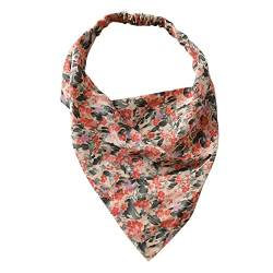 Blumenhaarbandanas Kopftuch Frauen Bandana Print Haarschal Dreieck Haartuch mit Krawatten Kopftuch Schweißband Arm Breit (F, One Size) von aaSccex