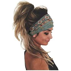Drucken elastische Haare Haarbügeln mit einem Kopfhörer am Kopf des Bandan-Bandes Joggen Stirnband Damen (Green, One Size) von aaSccex