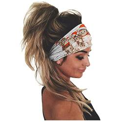 Frauen-Druck-Stirnband-elastischer Kopfwickel-Haarband-Bandana-Stirnband Schweißband Neon (Grey, One Size) von aaSccex