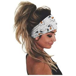 Frauen-Druck-Stirnband-elastischer Kopfwickel-Haarband-Bandana-Stirnband Schweißband Neon (White, One Size) von aaSccex