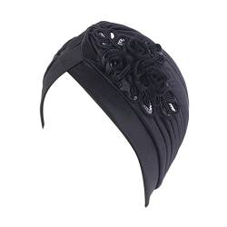 Frauen Kopftuch Hut Mütze Haar Schal Turban Kopftuch Turban Hüte Kopfbedeckung Stirnband Unter Fahrradhelm (Black, One Size) von aaSccex