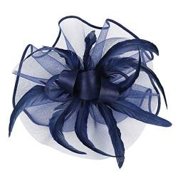 Frauen eleganten Hutgurt Blume Feder Party-hat Haar-Clip-Haarbügeln Zubehör Tennis Wand (Navy, One Size) von aaSccex