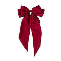 Haarnadel Vintage Clip Schleife Haar Bowknot Satin Haarspange Band Stirnband Sportanzug Damen Winter (Wine, One Size) von aaSccex