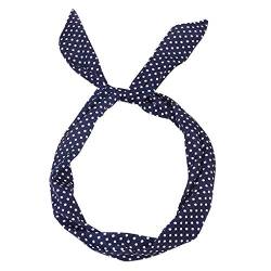 Paisley Dot Haarband Headband Rockabilly Polka Retro-Drahtschal Haarreif für drahtlose Tartan Stirnband Karneval Herren (Navy, One Size) von aaSccex