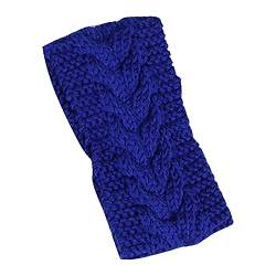 Solide Strickwolle, leeres Oberteil, Pullover, Hut, Haarband, Herbst und Winter, warmes europäisches und temperamentvolles Haarband, Kopfschmuck Laufstirnband Damen Winter (Blue, One Size) von aaSccex