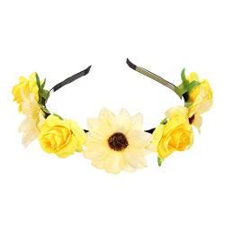 Sommer schöner Kranz Stirnband kleine Gänseblümchen Rose Stirnband Mädchen Erwachsene Kopfbedeckung Neon Outfit Damen (Yellow, One Size) von aaSccex