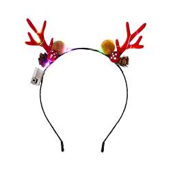 Weihnachtshaarband Weihnachtsschmuck Weihnachtshirsch leuchtendes Haarband Karate Stirnband (H, One Size) von aaSccex