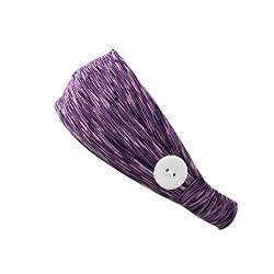 Workout-Stirnband-Zubehör, elastisches Haar, Yoga mit Knopf, Lauf-Turban-Heardband Kostüm Football Damen (Purple, One Size) von aaSccex